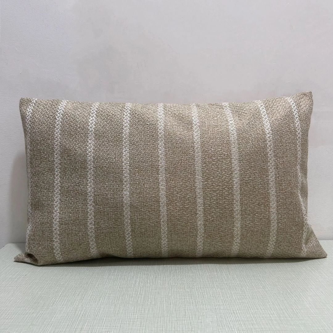 Farmhouse stripe linen lumbar pillow cover