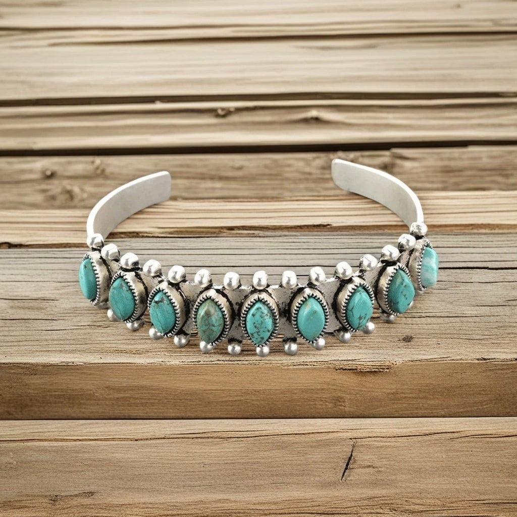 Bohemian Vintage Navajo Turquoise Cuff Bracelet