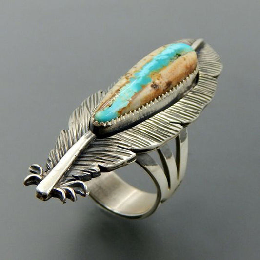 Gorgeous Navajo Stunning Feather Southwestern Ring