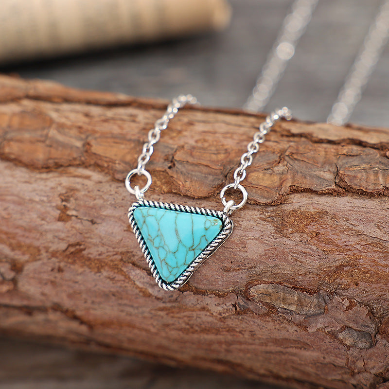 Bohemian Southwestern Turquoise Triangle Necklace