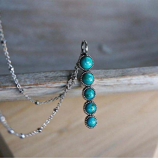 Bohemian Vintage Southwest Turquoise Bar Necklace