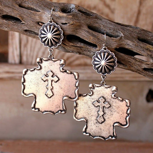 Southwestern Cross Concho Earrings