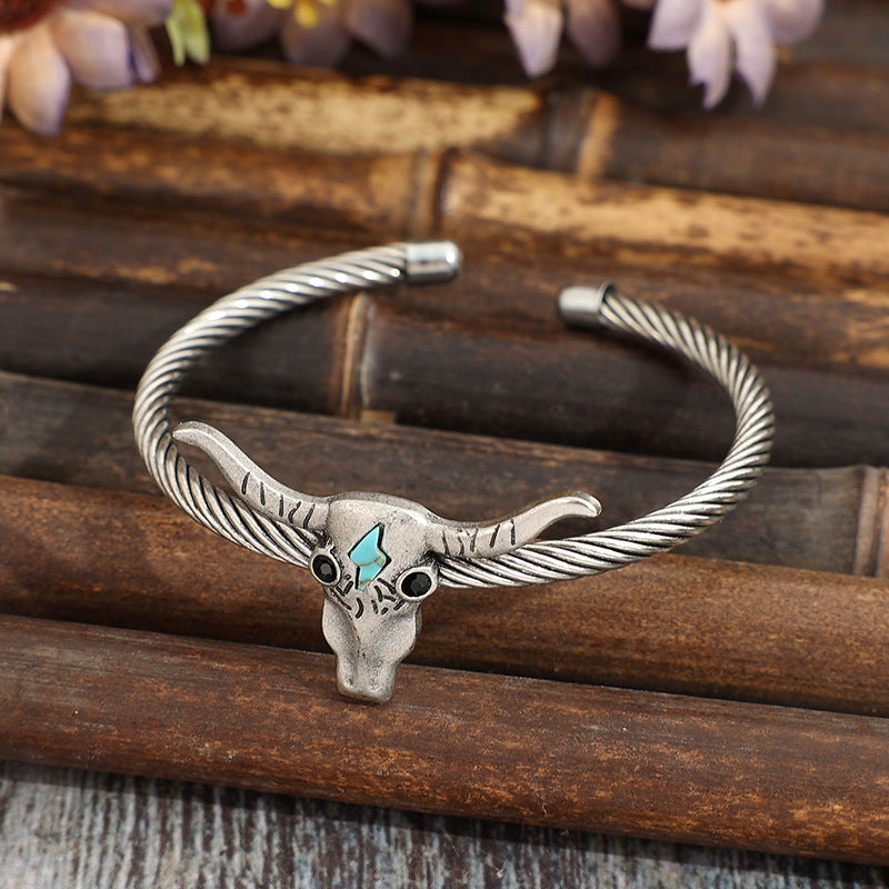 Western Cow Bull Open Adjustable Bracelet