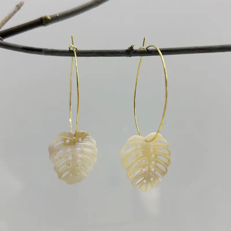 Monstera Shell Hoop Earrings