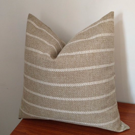 Beige Stripe Linen Pillow Cover