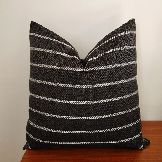 Farmhouse black stripe linen pillow cover