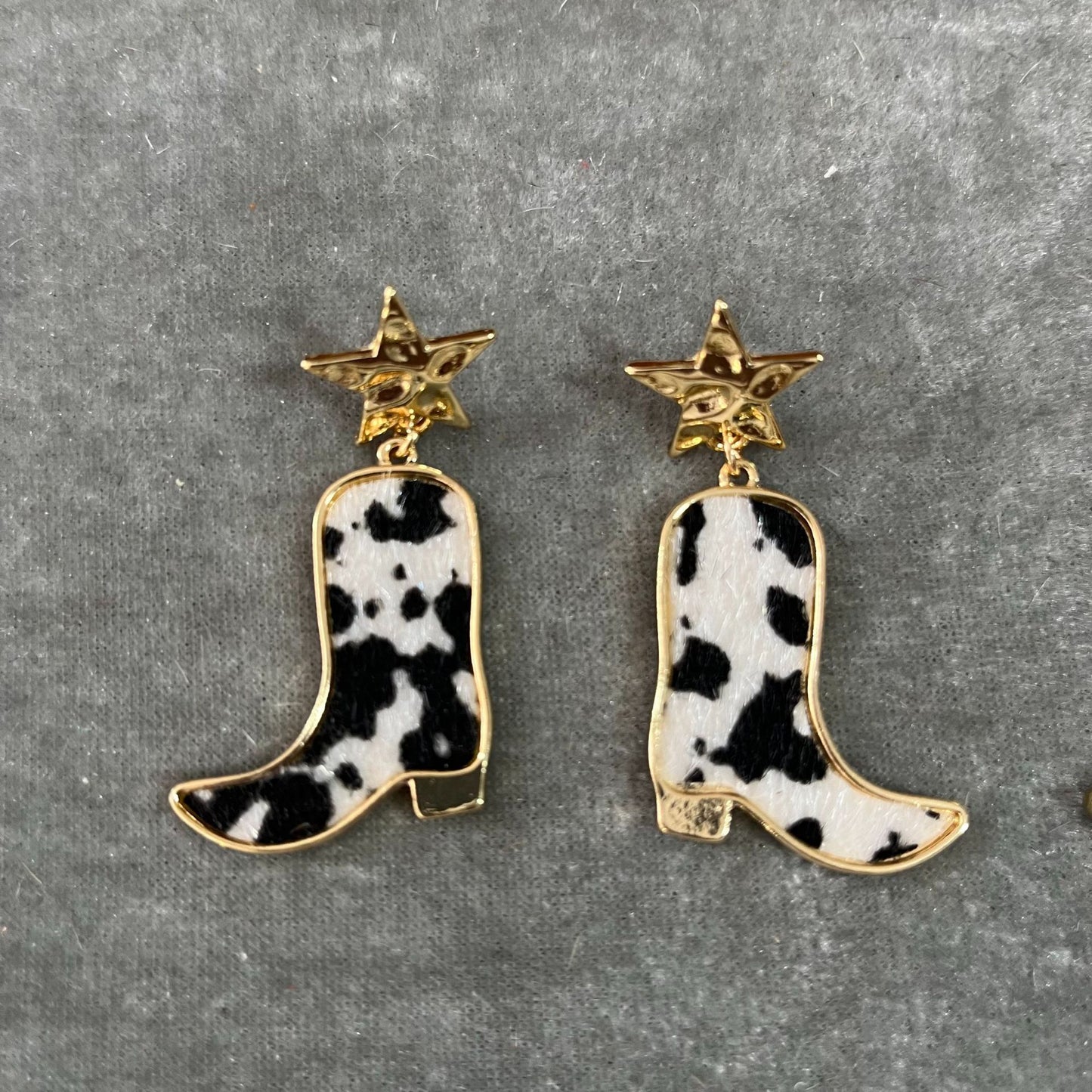 Western Cowhide Boots Earrings