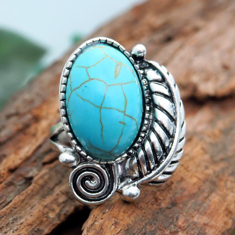 Southwestern Bohemian Turquoise Leaf Ring