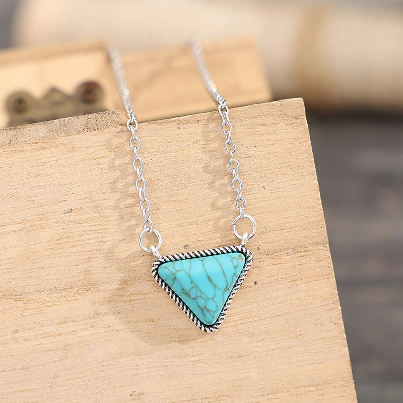 Bohemian Southwestern Turquoise Triangle Necklace