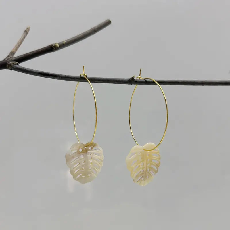 Monstera Shell Hoop Earrings