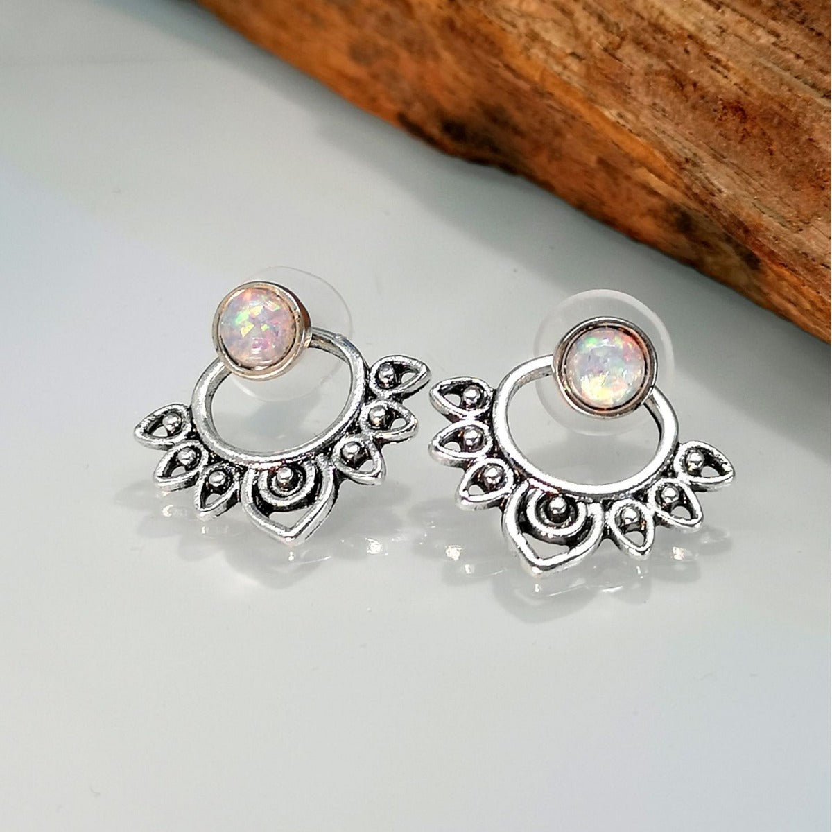 Bohemian Opal Lotus Earrings