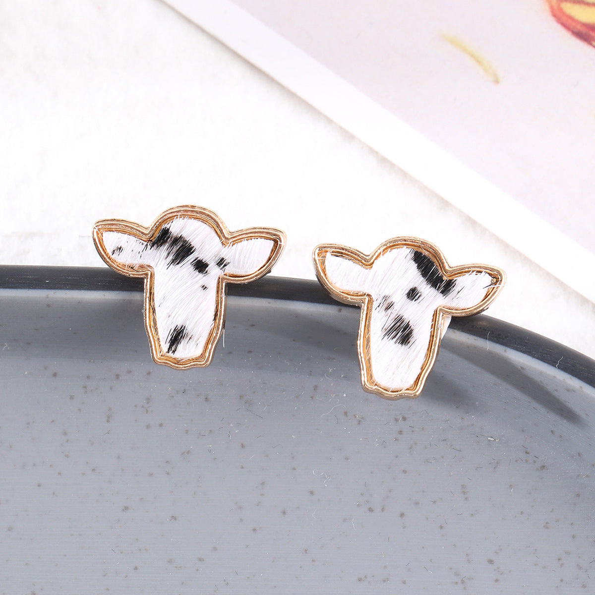 Bohemian Cowgirl Cowhide Stud Earrings