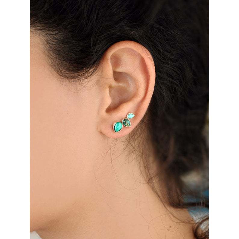 Silver Turquoise Earrings Ear Climber