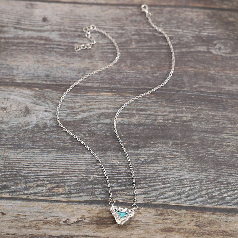 Bohemian Southwestern Turquoise Triangle Necklace