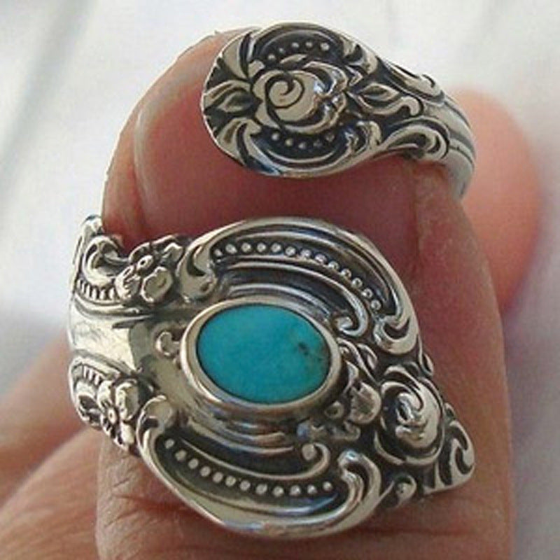 Western Floral Turquoise Ring