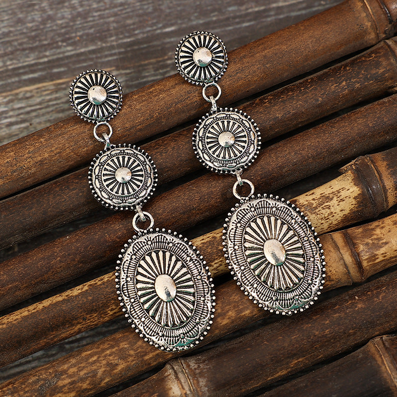 Western Vintage Concho Drop Earrings