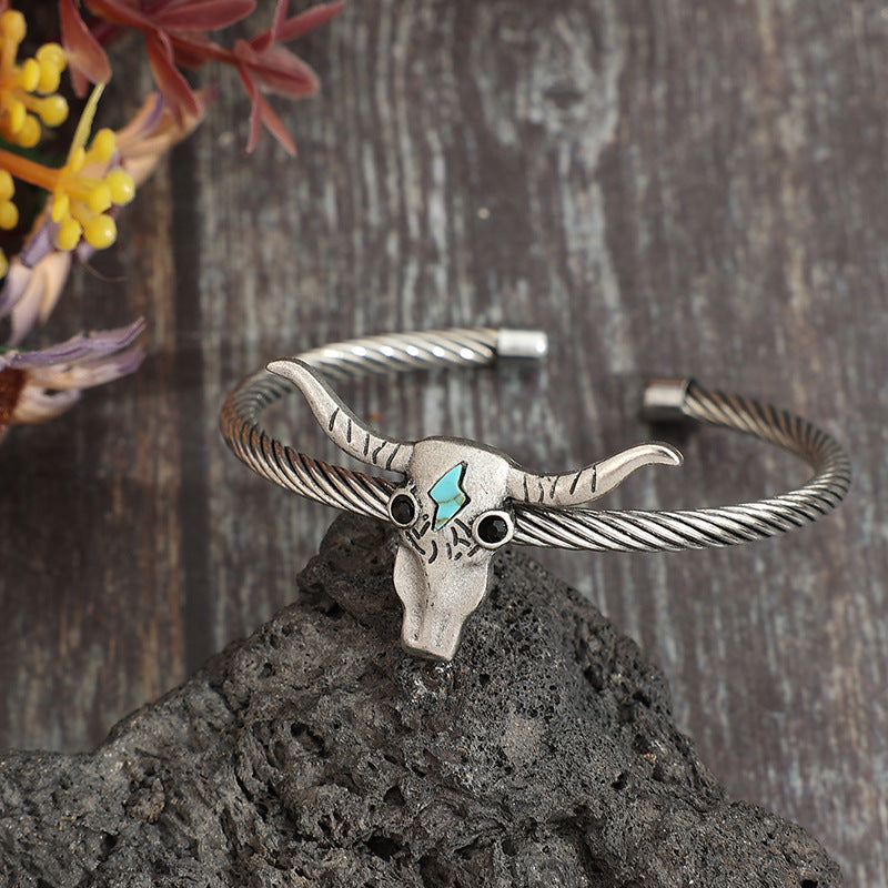 Western Cow Bull Open Adjustable Bracelet