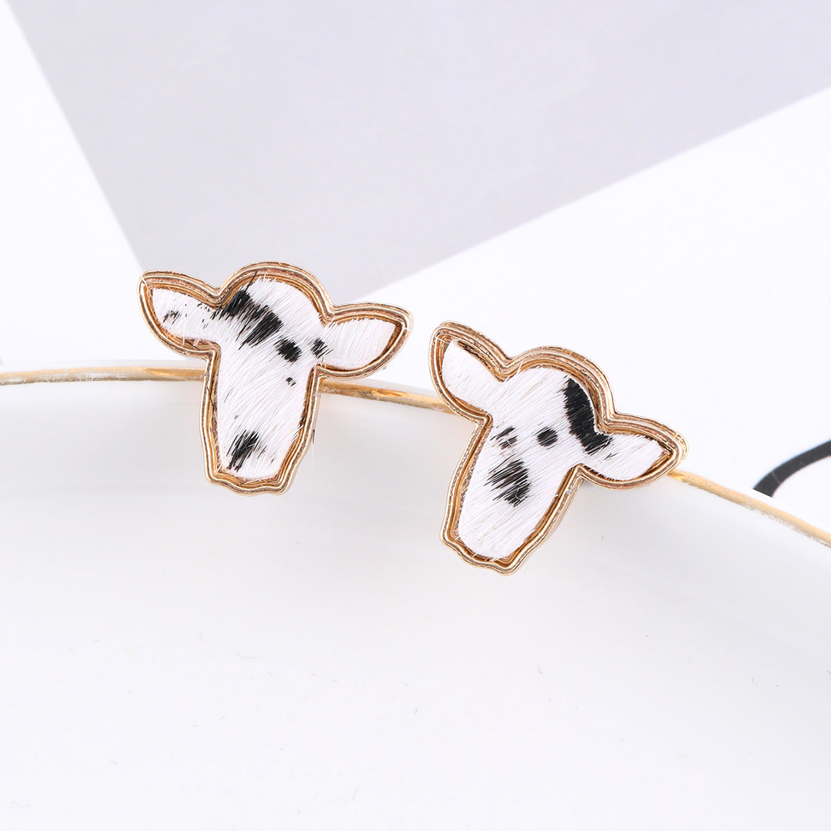 Bohemian Cowgirl Cowhide Stud Earrings