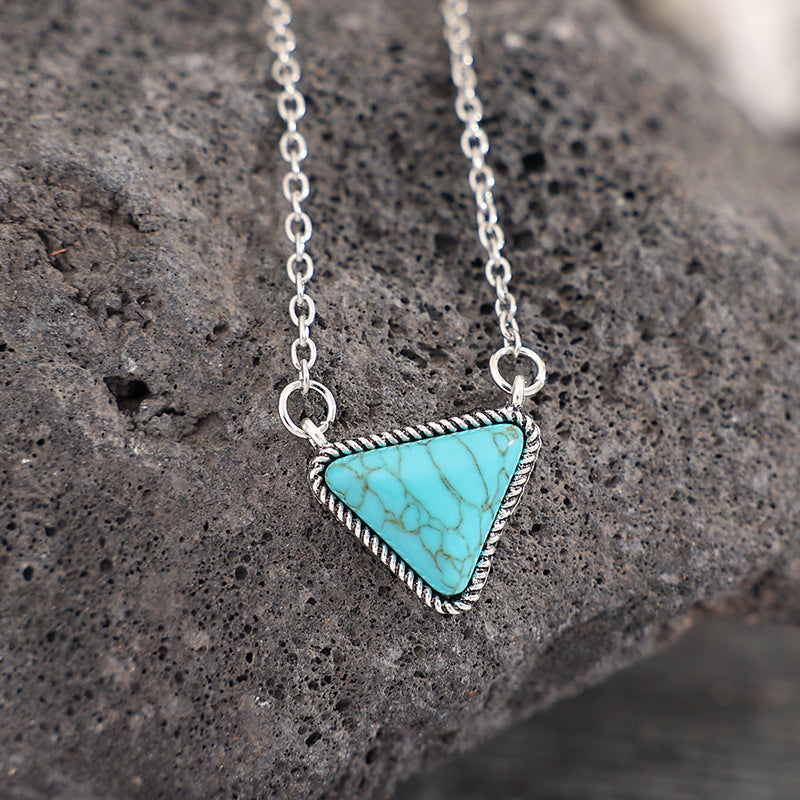 Bohemian Southwestern Turquoise Triangle Necklace