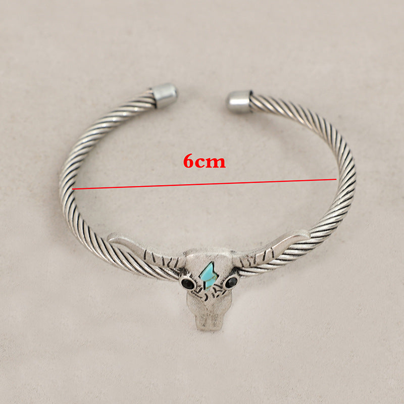 Western Cow Bull Open Adjustable Bracelet