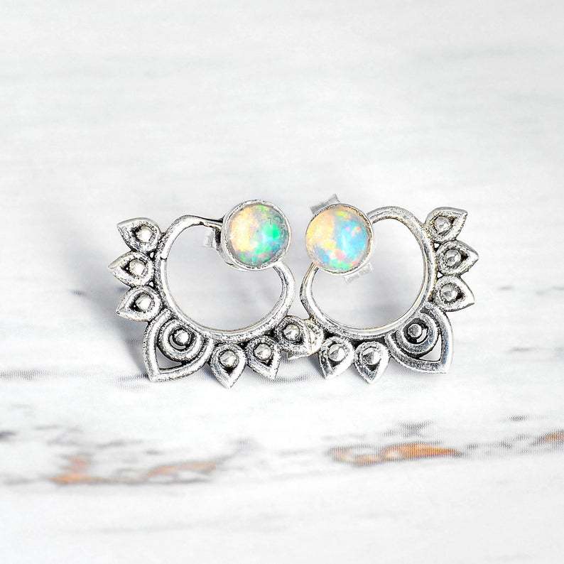 Bohemian Opal Lotus Earrings