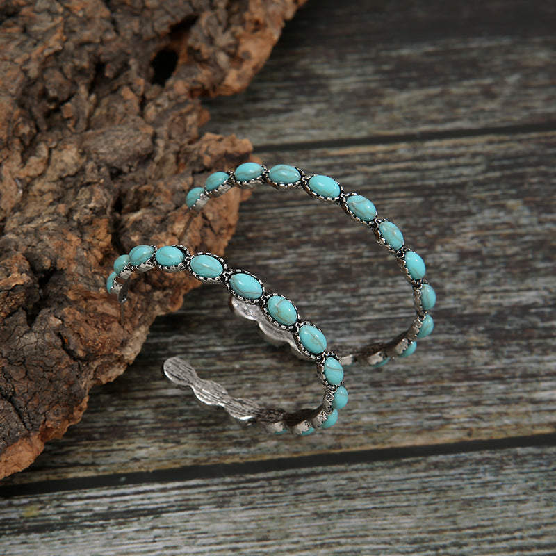 Western Turquoise Hoop Earrings