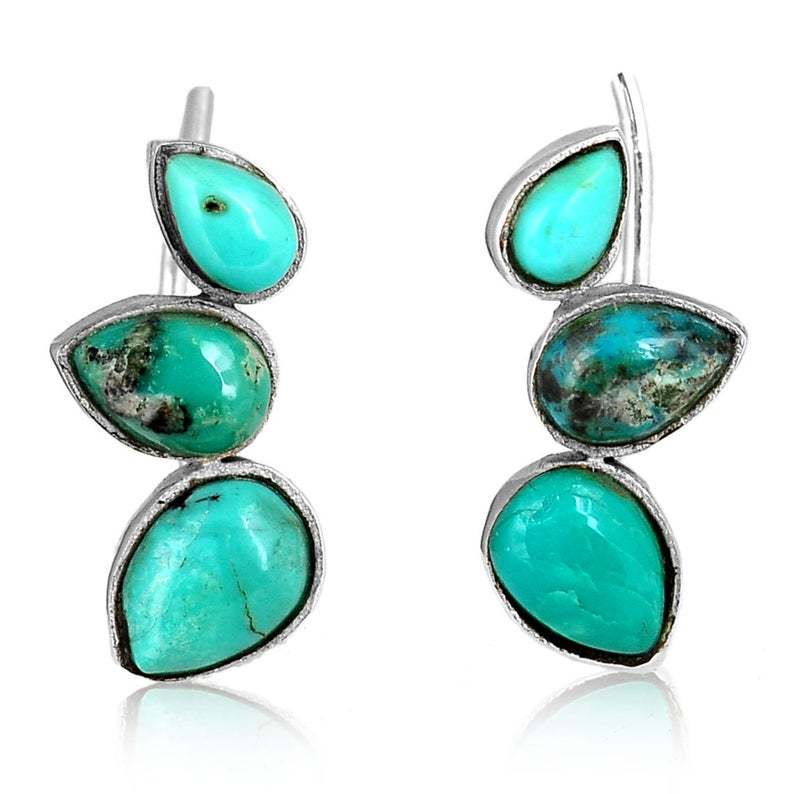 Silver Turquoise Earrings Ear Climber