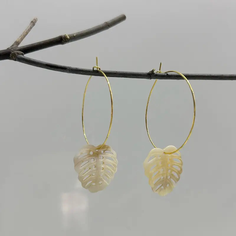 Monstera Shell Hoop Earrings