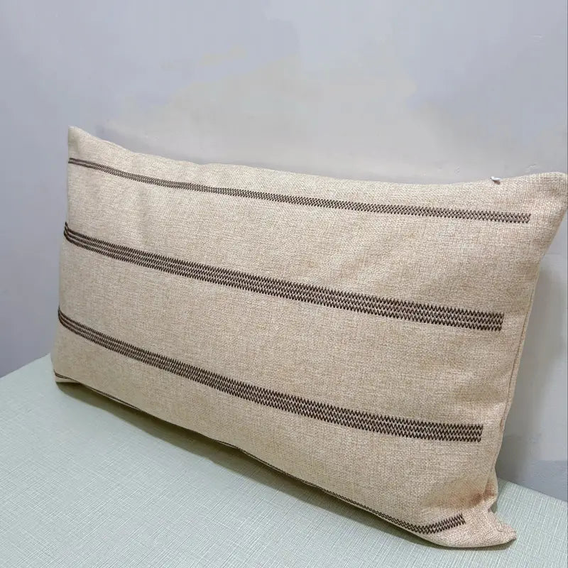 12x20" Embroidered Striped Geometric Lumbar Pillow Cover