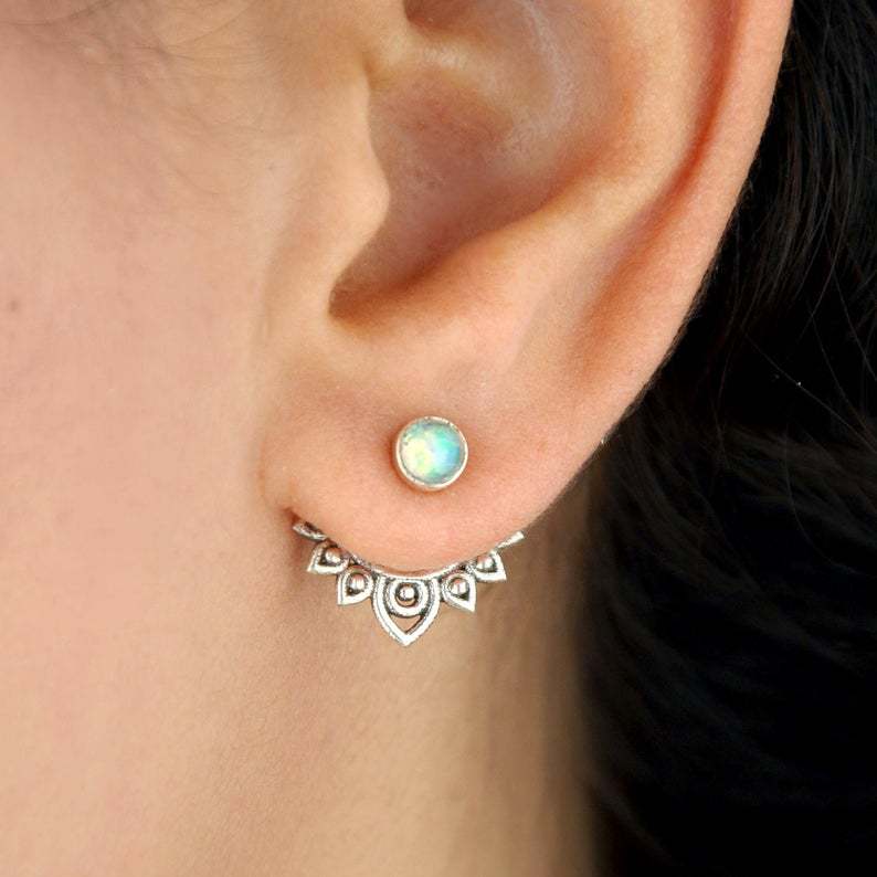 Bohemian Opal Lotus Earrings