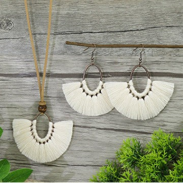 Bohemian Tassel Earring Necklace Set