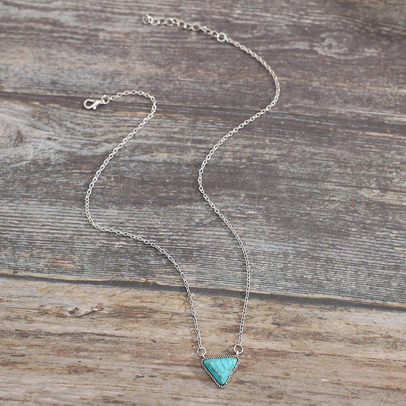 Bohemian Southwestern Turquoise Triangle Necklace