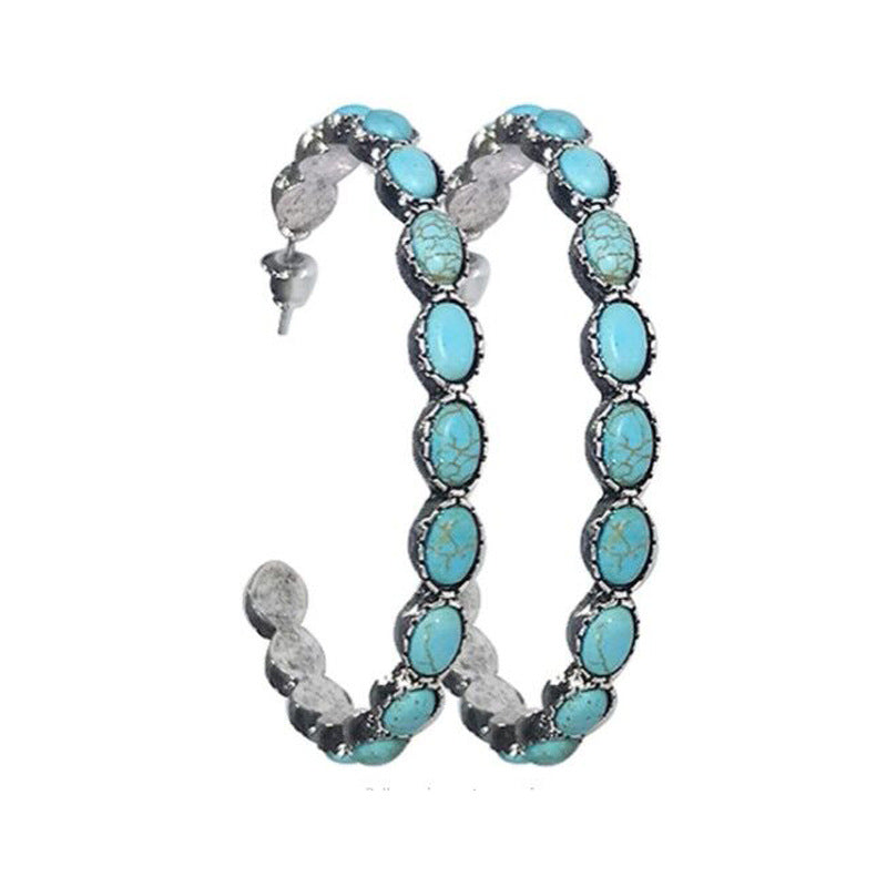 Western Turquoise Hoop Earrings