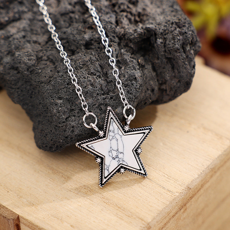 Western Bohemian Cowgirl Turquoise Star Necklace