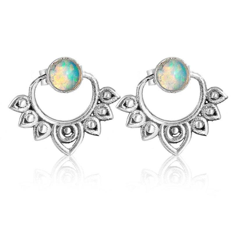 Bohemian Opal Lotus Earrings