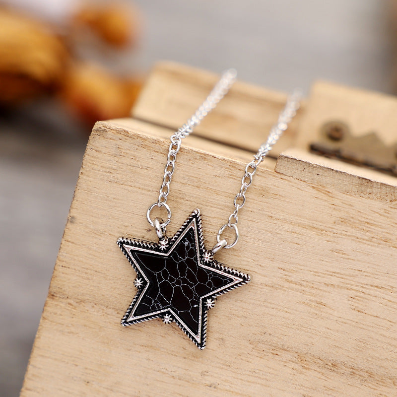 Western Bohemian Cowgirl Turquoise Star Necklace