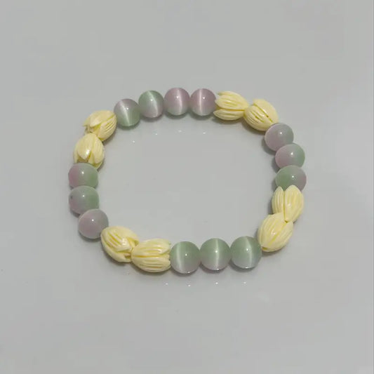 2024 Newest Cat Eye Stone Hawaiian Jasmine Bead Bracelet