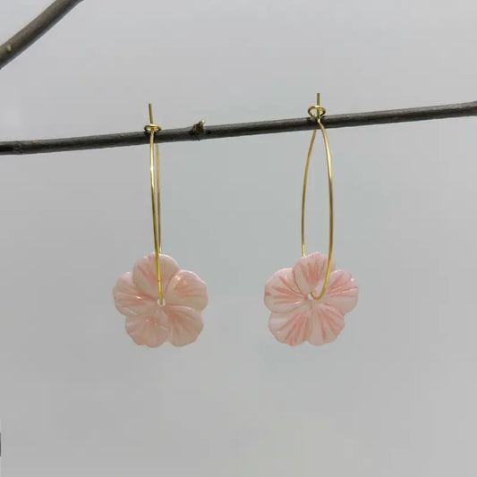 2024 Newest Hawaiian Pink Flower Shell Earrings