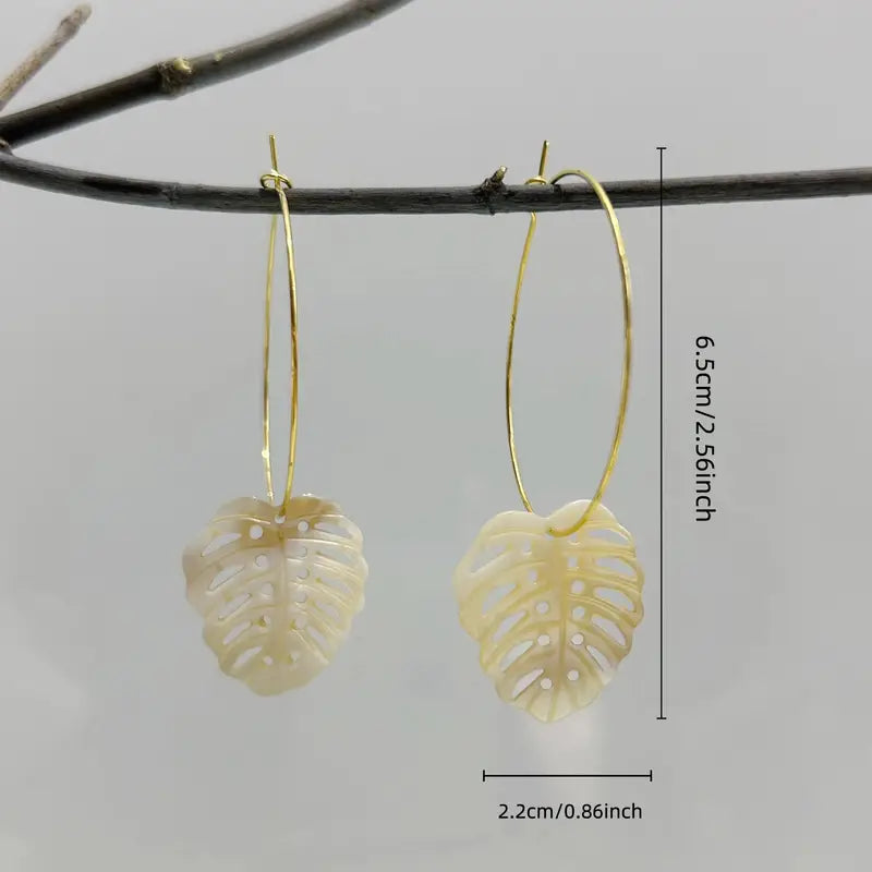 Monstera Shell Hoop Earrings