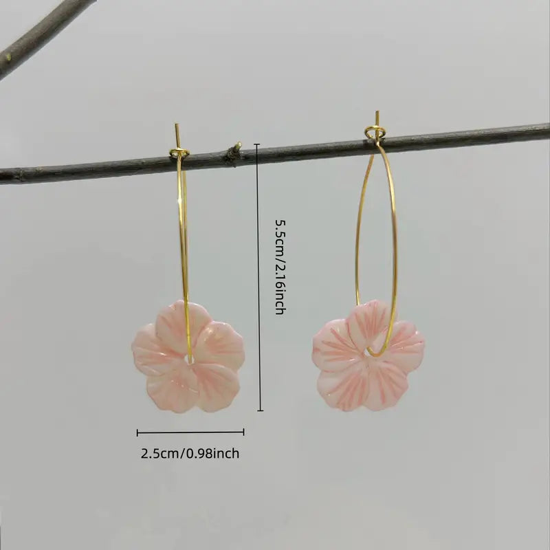 2024 Newest Hawaiian Pink Flower Shell Earrings